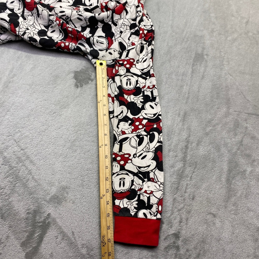 Disney Minnie Mouse All Over‎ Print Hooded Pajama Onesie Sleepwear Red Trim Sz M - Picture 5 of 11